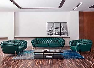 sofa leather top grain italian dark green