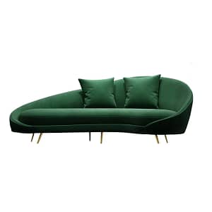 slender green curved couch