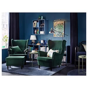 strandmon dark green wing sofa chair