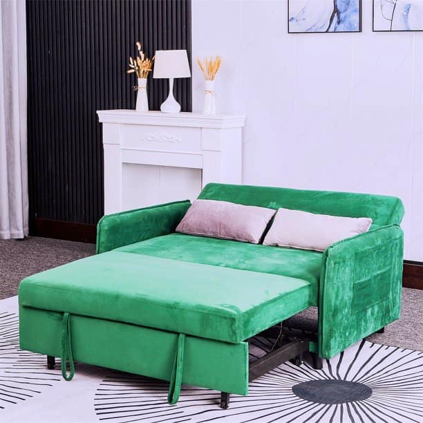 Green Velvet Pull Out Couch